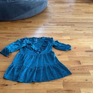 Zara Teal Long Sleeve Dress with Ruffles